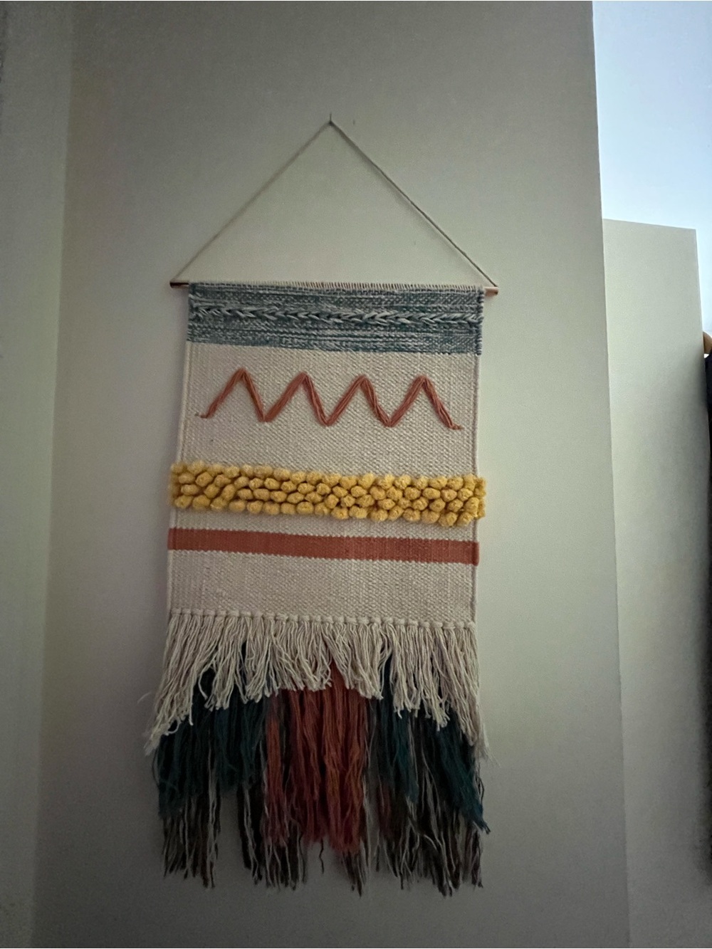 Handwoven Cream and Mustard Wall Hanging Tapestry